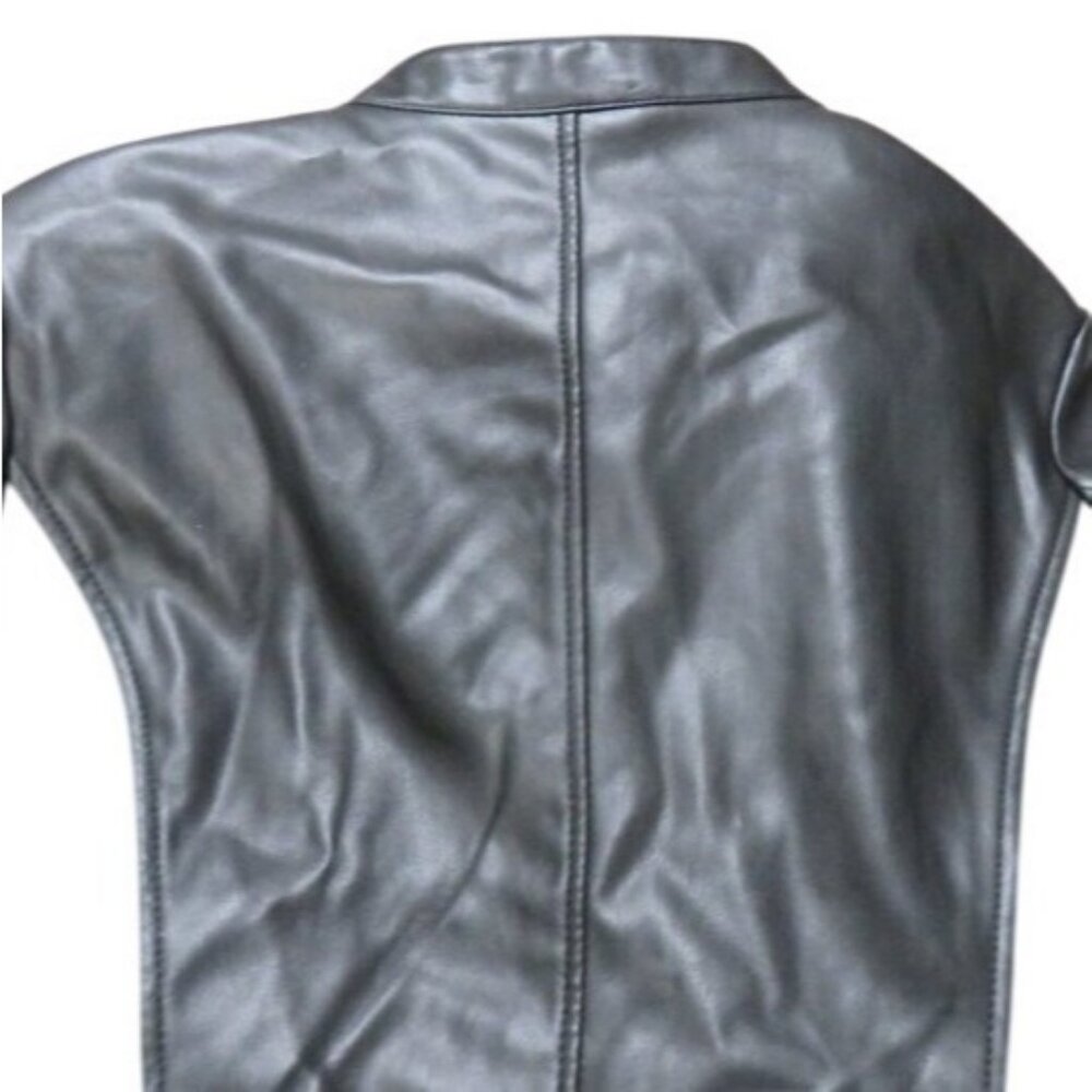 Colleen Lopez Woven Vegan Leather Jacket in Black Size Large - Picture 7 of 8